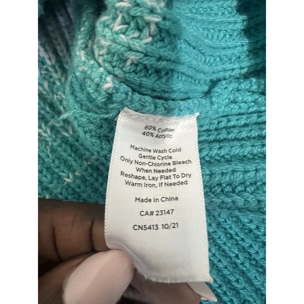 Talbots Shaker‎ Stitch Bateau Neck Sweater Sz 2X Ombre Colorblock Cozy Comfort - Picture 4 of 6